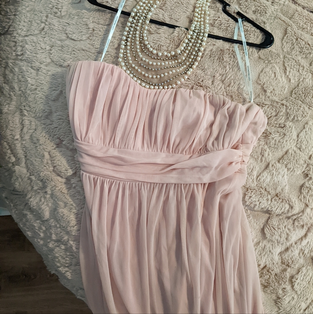 City triangles blush pink halter long dress